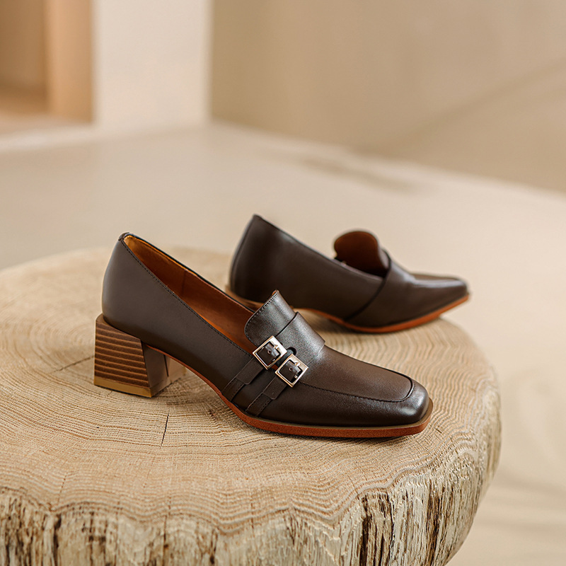 CHIKO Myka Square Toe Block Heels Loafers Shoes