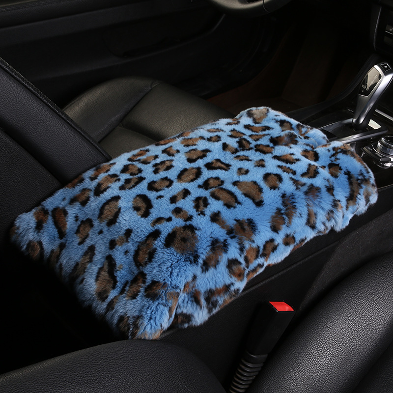Armrest box pad: Universal New Style Universal - spotted-blue-high-quality-whole-rex-rabbit-skin