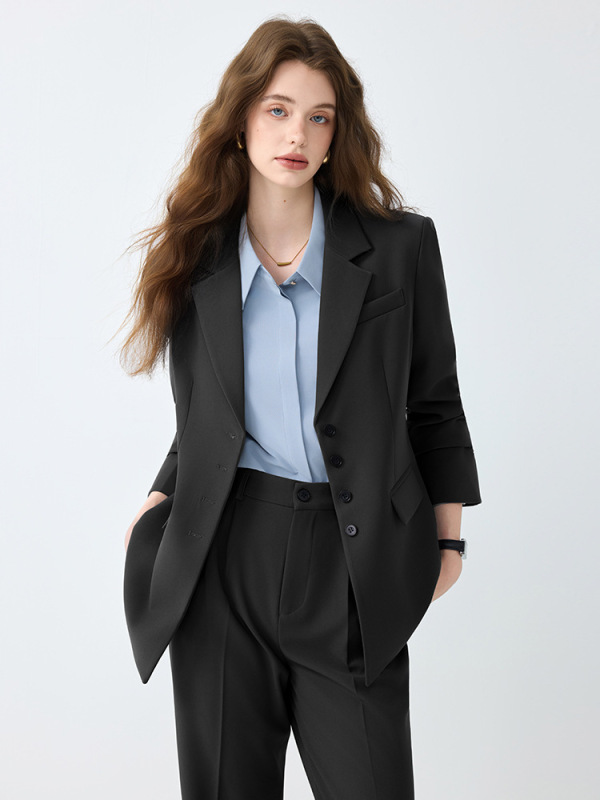 灰色职业西装套装女春秋2025新款大学生考公面试正装通勤西服外套|undefined