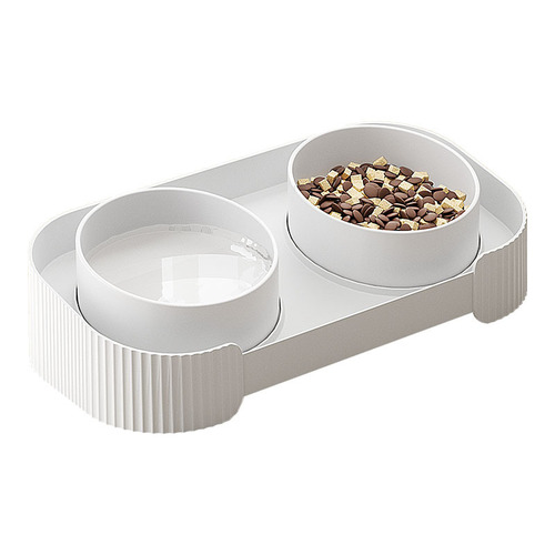 Cross-border minimalist pet bowl cat food double bowl feeding drinking water ceramic bowl anti-spill neck protection cat bowl wholesale