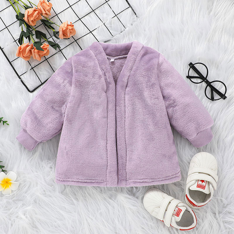 Herbst Und Winter Baby Reißverschlusshemd Weste Shorts Dreiteilige Kinderkleidung Einfarbig Baby Wolle Pullover Set display picture 4