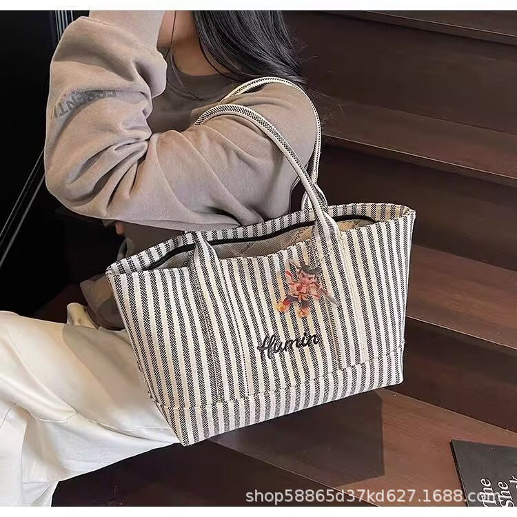 帆布上课通勤包包女大容量2025新款休闲春夏百搭高级感单肩托特包|undefined