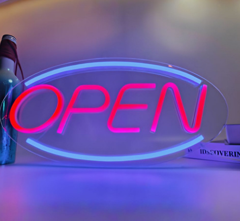 벽걸이 네온사인 라운드 OPEN