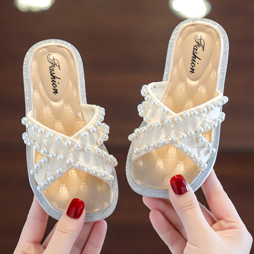 Children's slippers for girls indoor non-slip princess style children's outer wear non-slip summer slippers for children and middle-aged children