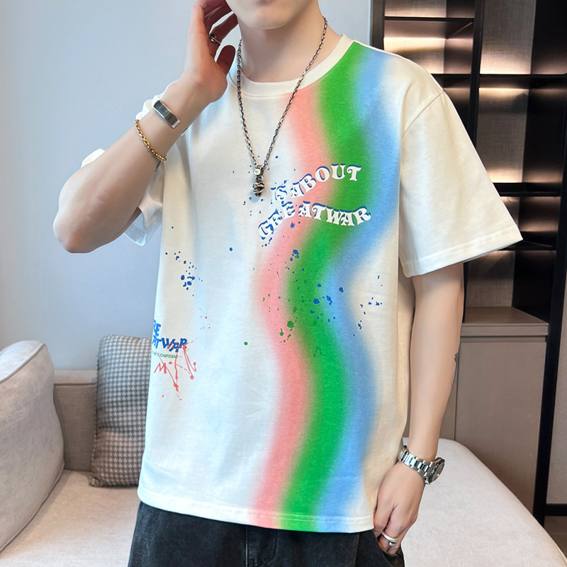 Cotton short sleeve T-shirt for leisure for students