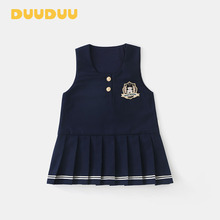 DUUDUU学院风2025新款双层宝宝连体群背心韩式风春秋季女童裙子