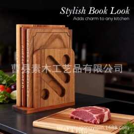 跨境新品木质砧板家用分类书本菜板金合欢木乌檀木家用菜板套装