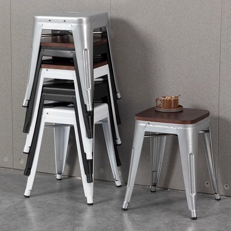 Silla de bar minimalista moderna con taburete alto, madera maciza, para caja registradora