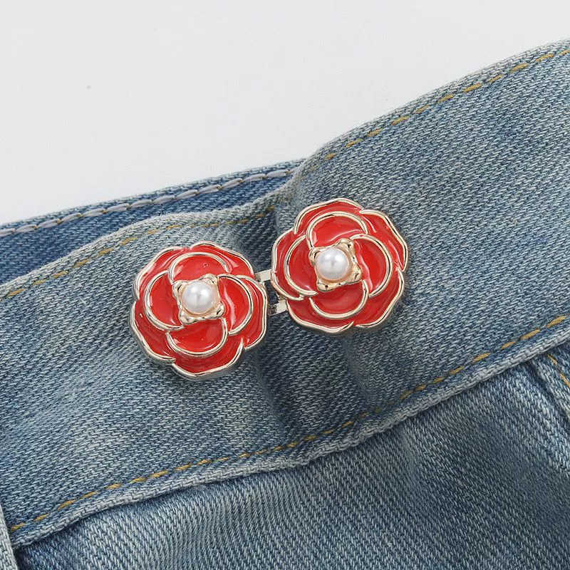 Nail-Free Removable Waist Buckle Pair, Flat-Bottom Seamless Buttons for Pants & Skirts, Assorted Designs