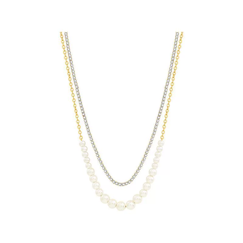 Necklace from pearl, chain for key bag , decorations, universal accessory, high-quality style, diamond encrusted, European style