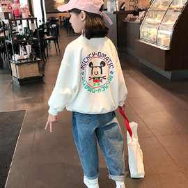 童装女童卫衣2022春秋装新款中大童宽松卡通女孩可爱图案无帽卫衣