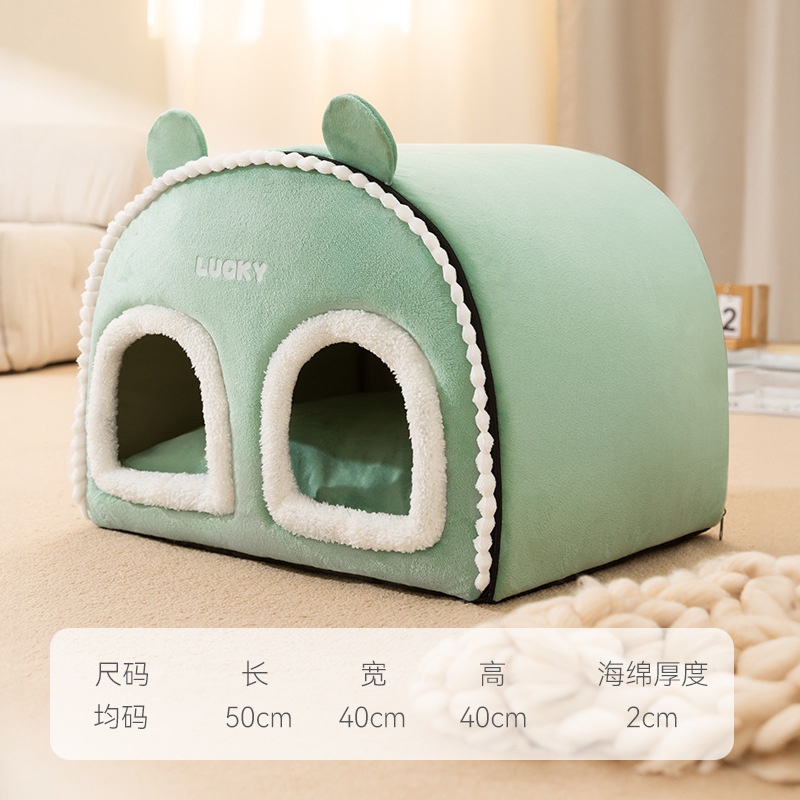 Otoño e invierno cálido espesado semi-cerrado multi-mascota familia gato nido perro gran espacio perrera mascota invierno perrera