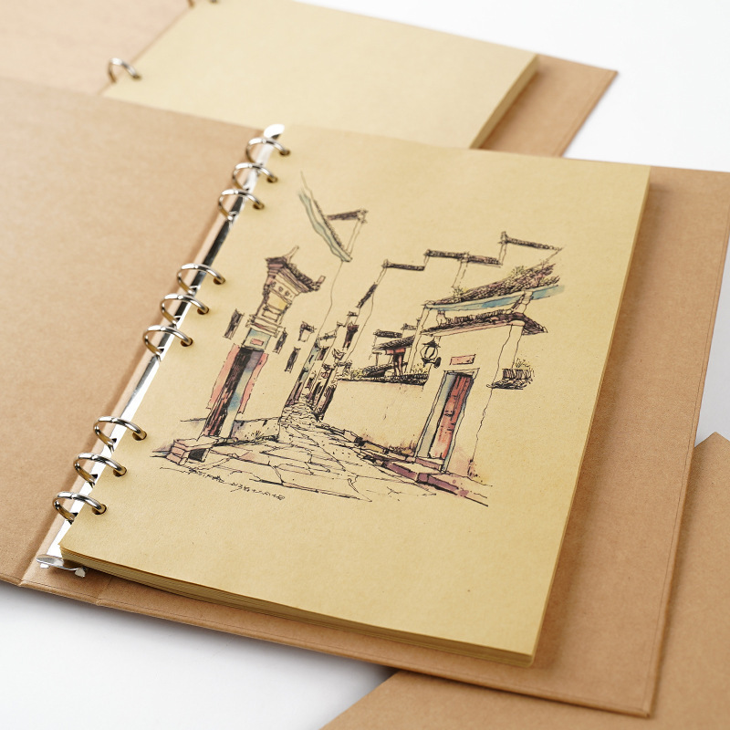 Hardcover Loose-Leaf Blank Notebook with Thick Kraft Paper Inner Pages, High Aesthetic Value by Zhao Zhi Wu