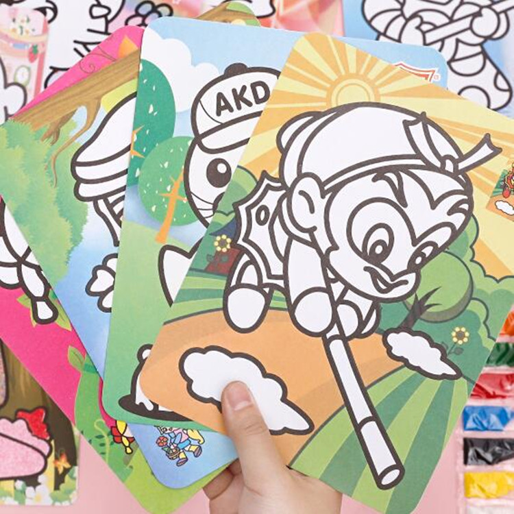 Large colorful base sand painting sand art cartoon sand art children's intelligence development toy handmade DIY materials