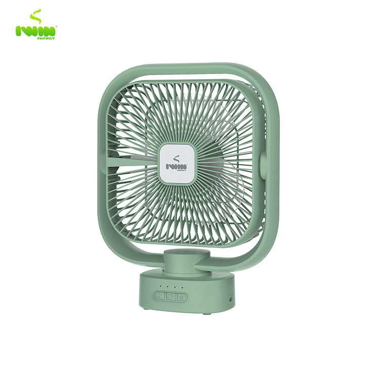 Iwin 8inch Home Desktop Fan Home Rechargeable Shaking Head Solar Fan with Led Light