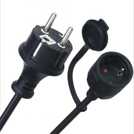 批发欧规插头电源线欧标插座欧式防水公母插头欧盟法国工业插头线