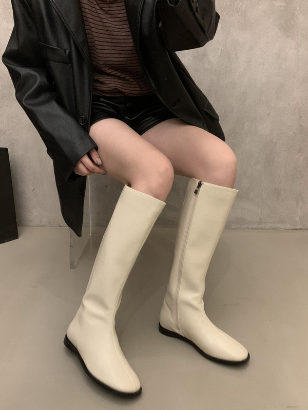 法式棕色美拉德瘦瘦长筒靴女鞋2025年新款秋季韩版长靴中筒骑士靴|undefined