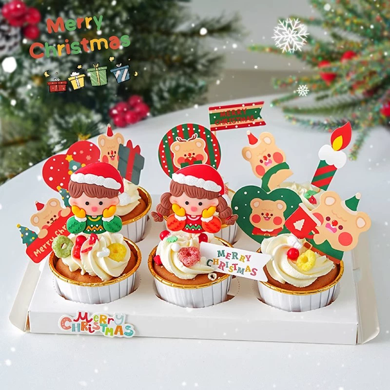 Авторские продукты Новый мягкий клей Happy Christmas Мальчики Девочки Украшение для торта Рождественская елка Снеговик Трава Петля Plug-in