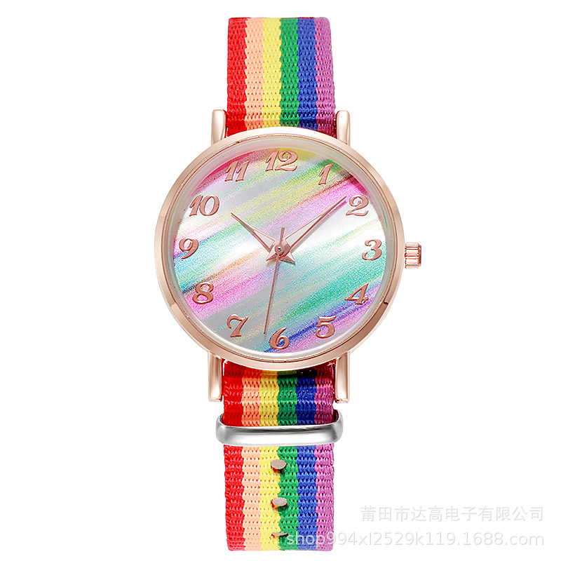 Nuevo colorido arco iris reloj de pulsera estudiantes pequeños exámenes frescos estudiantes de secundaria secundaria amigos niños relojes de cuarzo