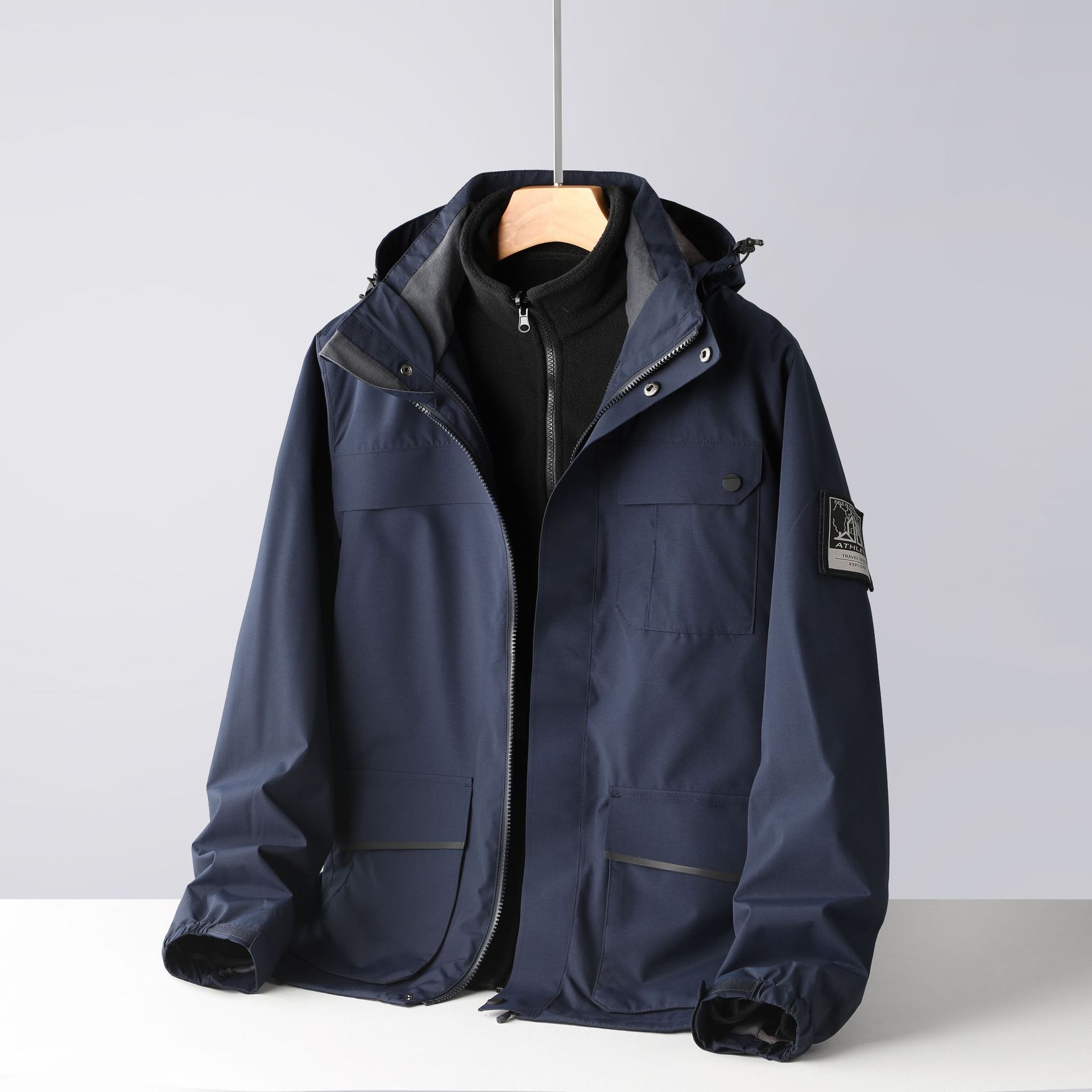 3-in-1 Waterproof Hiking Jacket With Detachable Fleece Liner – Windproof Thermal Outerwear For Skiing/Camping (5000mm PU Coating, M-5XL)_voghion.com