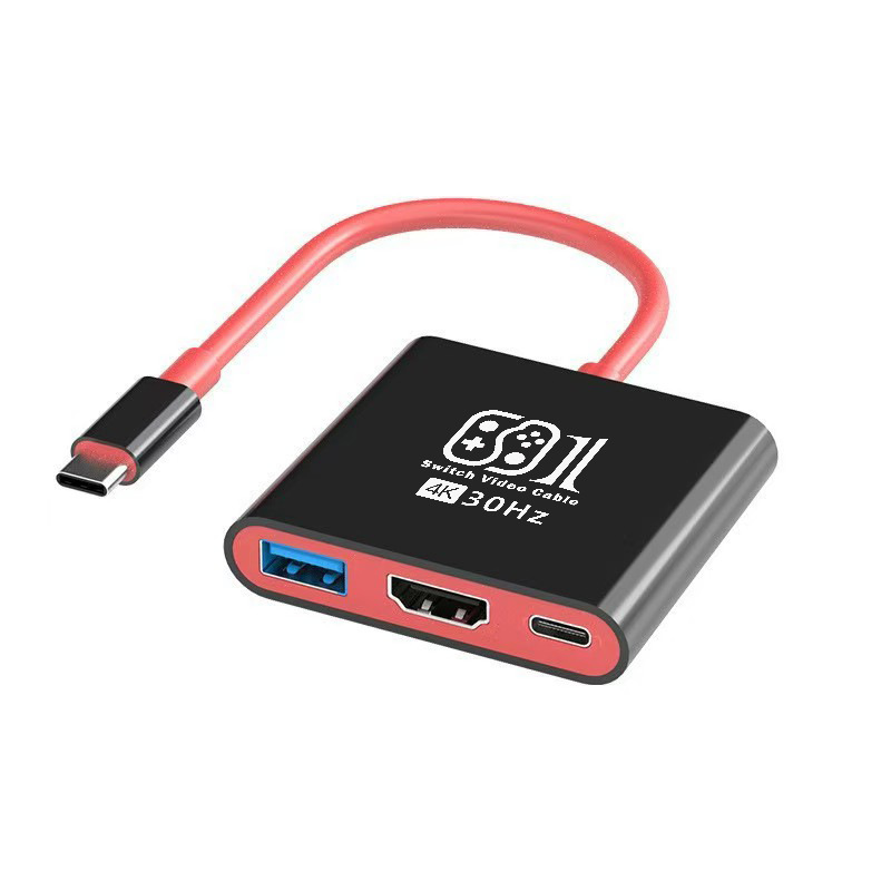 Base de conexión tres en uno para teléfonos móviles, tabletas y consolas de videojuegos, convertidor de video USB-C, expansión 3 en 1