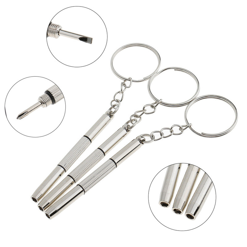 Portable Mini Three-In-One Glasses Phone Watch Screw Screwdriver Repair Tool Key Ring Keychain Tool Portable Mini Three-In-One Glasses Phone Watch Screw Screwdriver Repair Tool Key Ring Keychain Tool
