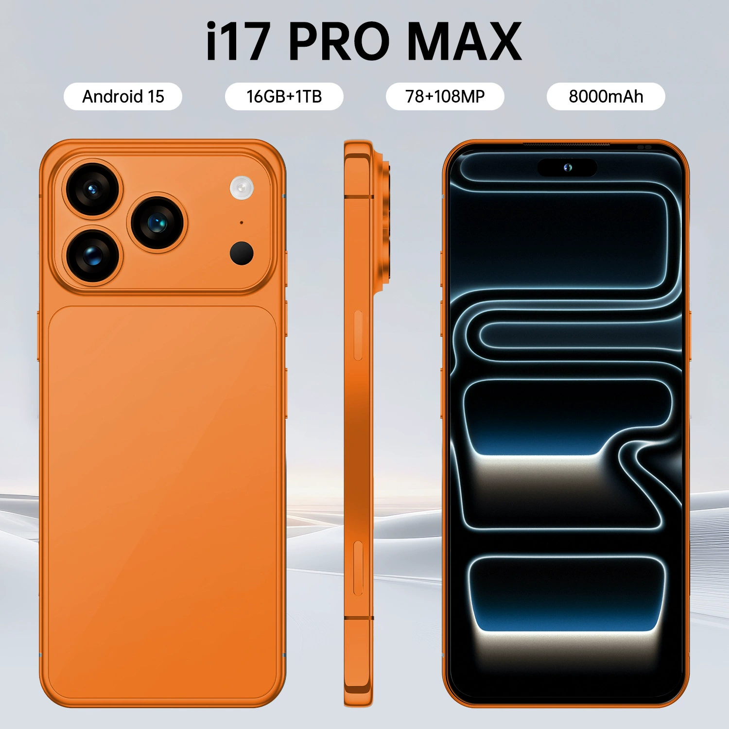 Смартфон i17 Pro Max, Intel Core i17, 7,3-дюймовый широкий экран, варианты 16 ГБ + 1 ТБ