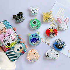 流沙可愛液體流動支撐手機桌面直播手機支架可伸縮摺疊粘貼式卡通