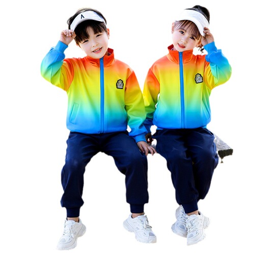 School uniform set spring and autumn rainbow color British college style baseball uniform for primary and secondary school students class uniform kindergarten children's uniform
