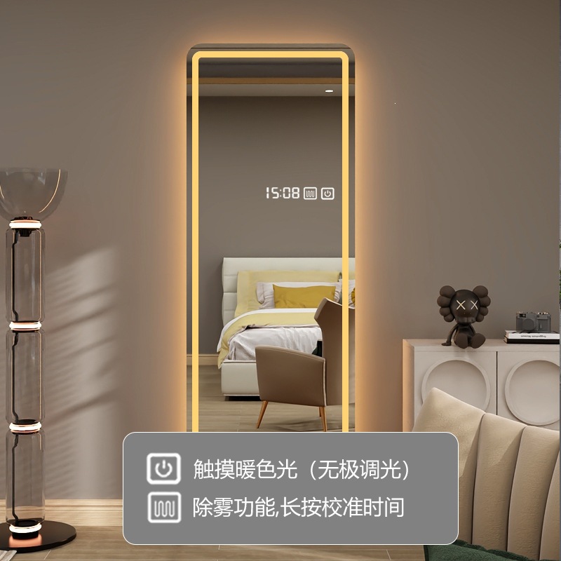Espejo inteligente de detección cuadrada pantalla táctil dormitorio luminoso led pared prueba de vestir todo el cuerpo espejo espejo de baño image 15