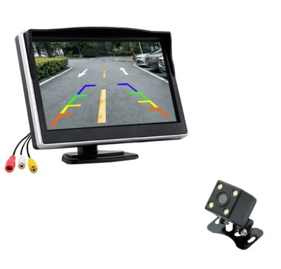 Car display Reversing Image Av Two-Way Input - 5inch-desktop-4-light-cameras-black-border