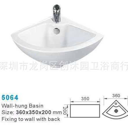 lavabo triangular esquina de la pared soporte lavabo pequeño tipo de casa colgante de pared de gran tamaño esquina de cerámica lavabo ventilador