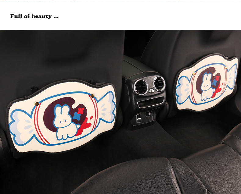Women's cute cartoon car seat back anti-kick cushion car seat back anti-fouling cushion short back pocket suspension type