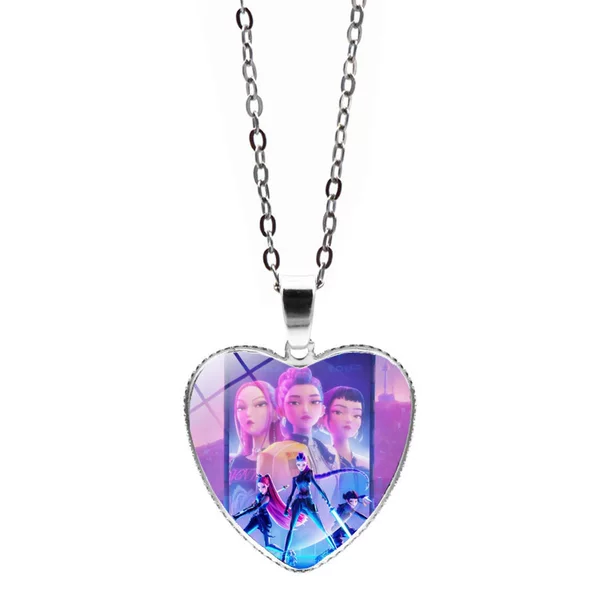 K-Pop Hunter Girl Group Love Necklace Jewelry Cross-Border Hot Selling Accessories Anime Cartoon Heart Pendant Sweater Chain