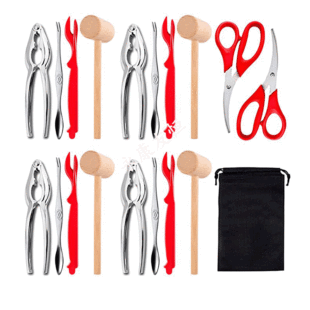 Factory Spot Shrimp and Crab Seafood Tools 19 Piece Set Amazon Style Lobster Pulling Cannon Fork Nutcracker Set