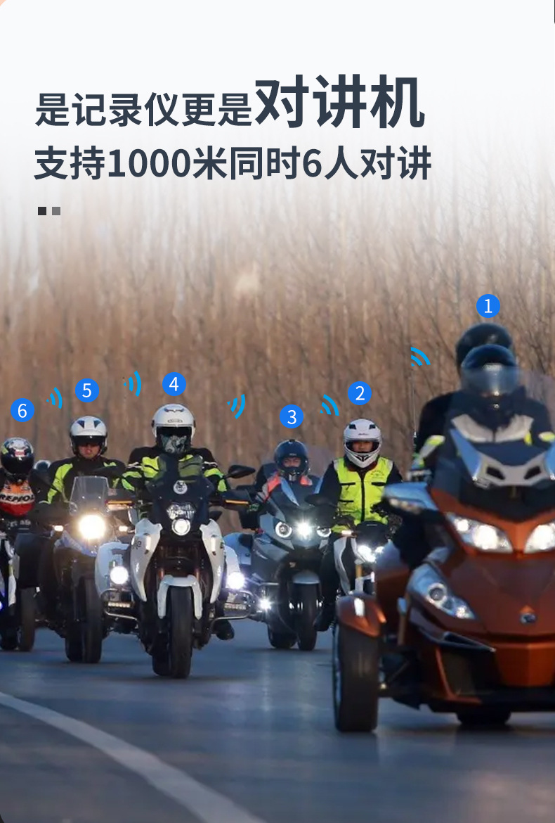 Motorcycle electric car recorder helmet Bluetooth headset video integrated machine voice intercom riding sports camera