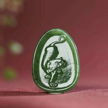 玉器工艺品新疆天然和田玉碧玉老料虎虎生威生肖虎吊坠工厂店送证