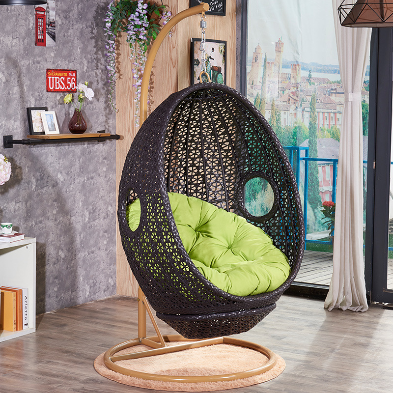 Silla colgante de ratán para una persona, para exteriores, balcón, patio, ocio, acero al carbono, estilo colgante para interiores, moderno