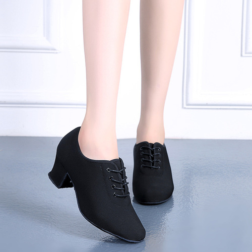 Professional Latin Dance Shoes for Women, Medium-High Heel Social Dance Shoes, Soft Sole Teacher's Figure Training Shoes, Square Dancing Shoes