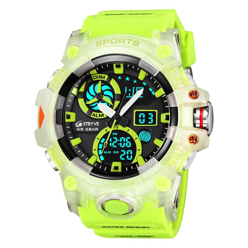 STRYVE reloj electrónico de moda transfronteriza deportes multifunción luminoso doble pantalla sincronización reloj de estudiante e-commerce transmisión en vivo