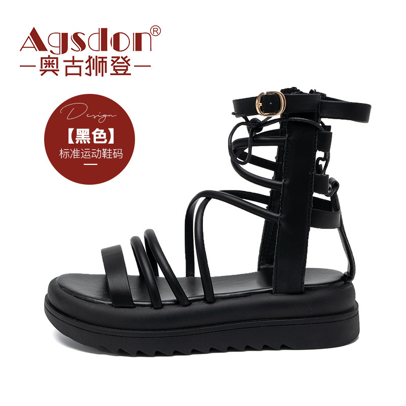 Sandalias romanas Augusden para mujer, novedad de verano 2026, con suela gruesa, de una sola tira, huecas, de caña alta, para playa, estilo INS