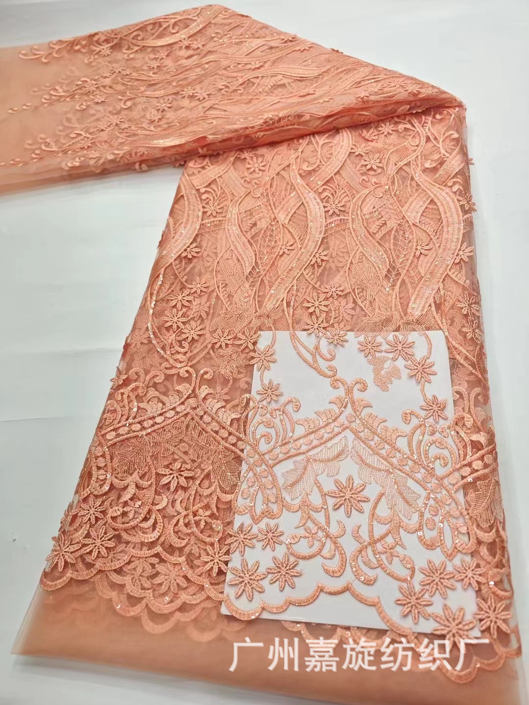 Suave bordado encaje malla color sólido vestidos africanos para mujeres vestido cheongsam bordado tela encaje jx4012