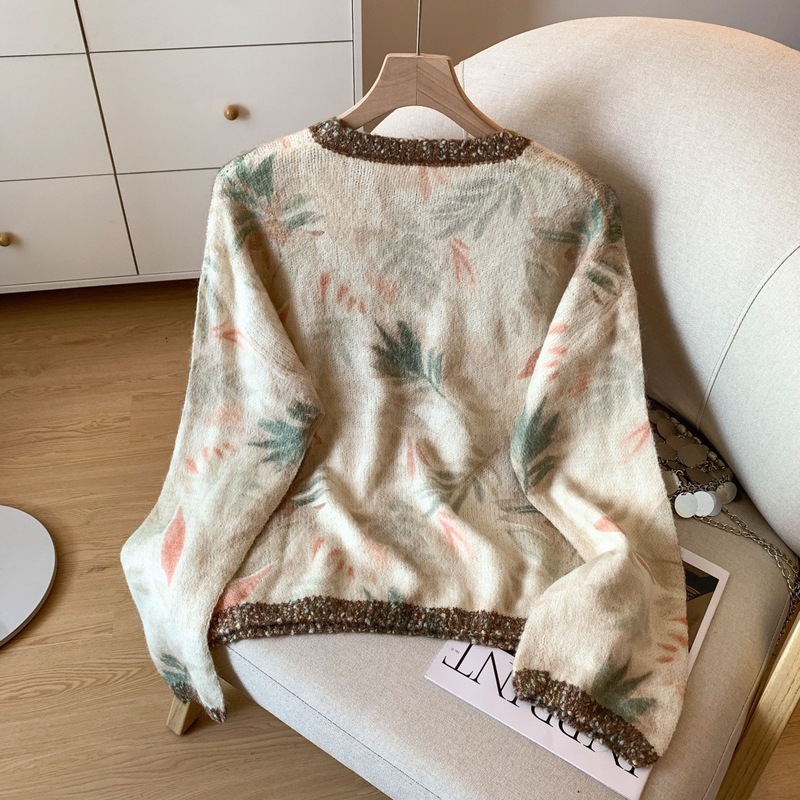 设计感重工轻奢亮片提花毛衣女2025秋冬小香风洋气软糯针织衫上衣|undefined