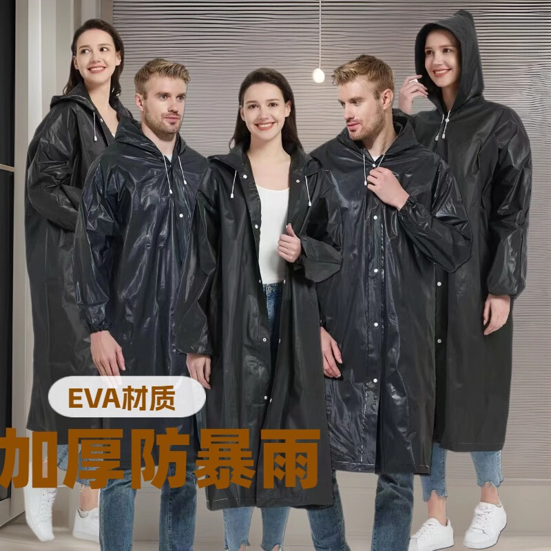 Long Raincoat, Full-Body Rain Protection, Transparent and Thickened, Adult Unisex Single-Use Rain Poncho with Hood for Hiking