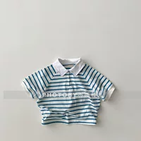 Хаотянские костюмы Летние детские рубашки POLO Свежие цветные топы для мальчиков и девочек в полоску стоячий воротник минималистская детская одежда с короткими рукавами
