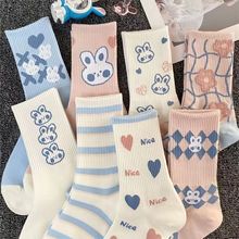 中筒袜学生袜子女ins潮百搭高颜值森系可爱兔子白色长袜甜美女袜