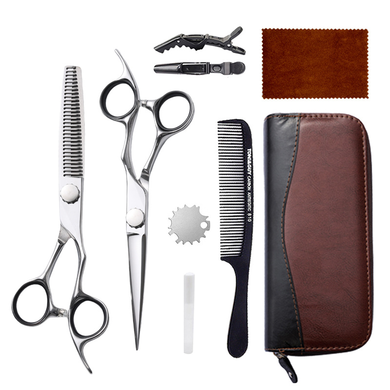 Juego de tijeras de peluquería de 6 pulgadas, acero inoxidable 440C, tijeras planas, tijeras de entresacar, herramienta para flequillo, tijeras de peluquería Amazon