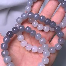 天然极品和田玉烟紫渐变老型珠单圈手链颜色细润料质细腻性价比高