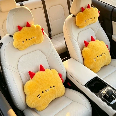 cushion, cute car pillow, Headrest - xiaohongshus-same-model-little-yellow-shrimp-headrest-2-lumbar-support-2