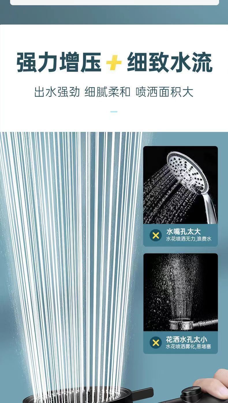 Cross-border supermarket spray shower head, matte black showerhead, multi-functional five-speed pressure-increasing handheld shower head set undefined